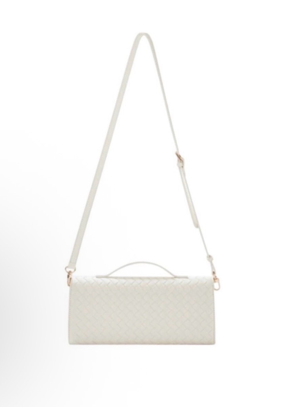 Few Moda Theia Woven Clutch with Gold Knot Accent in White-Cream - Picture 4 of 5